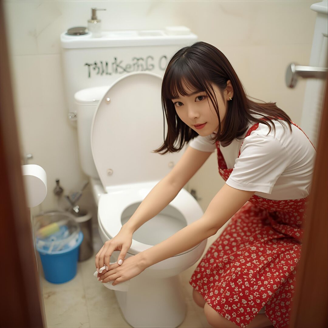 トイレ清掃中の画像