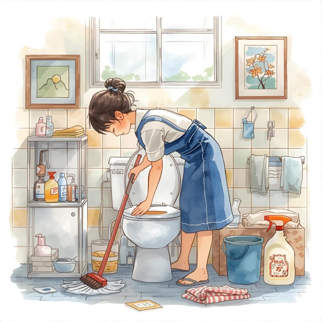 トイレ清掃中の画像