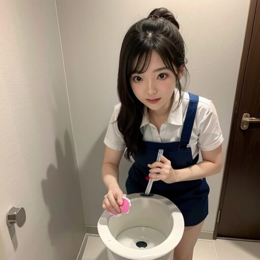 トイレ清掃中の画像
