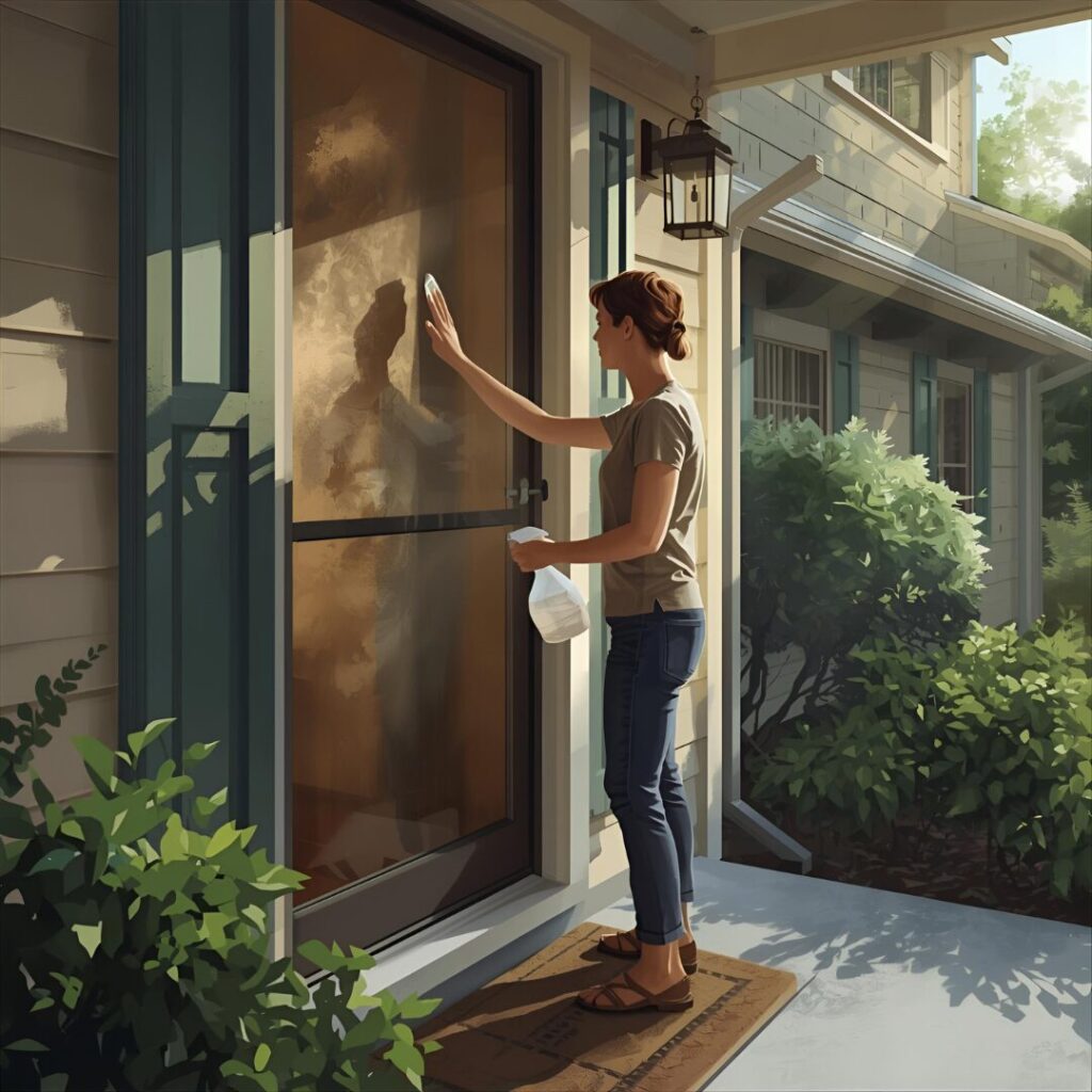 網戸清掃中の画像