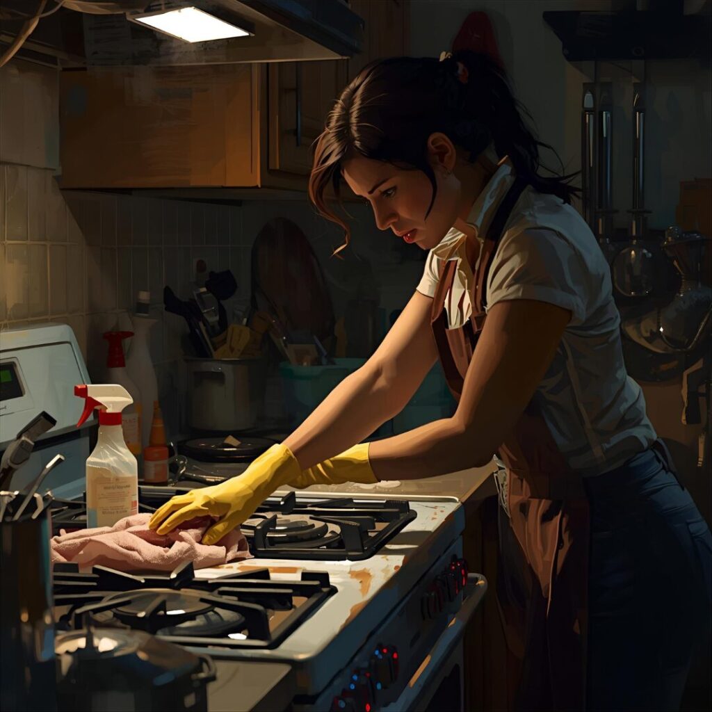 ガスコンロ掃除中の画像