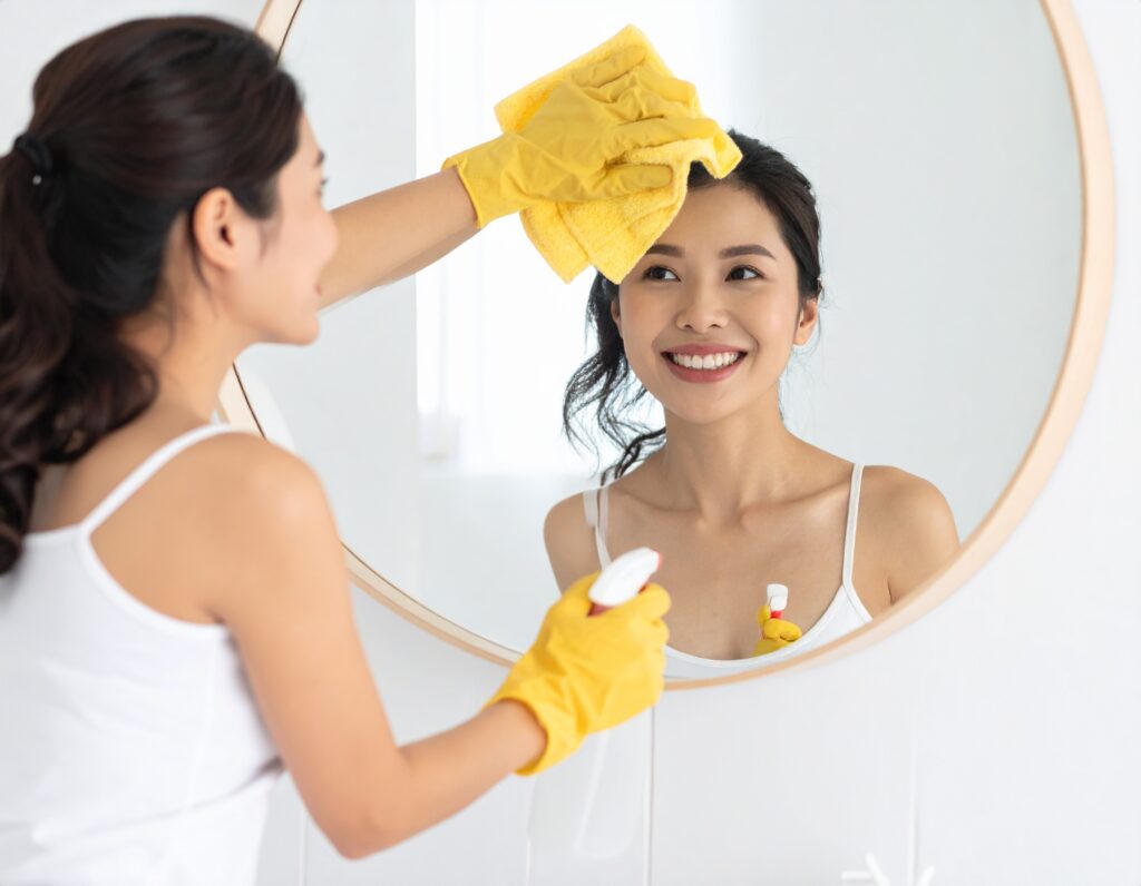 お風呂の鏡清掃の画像