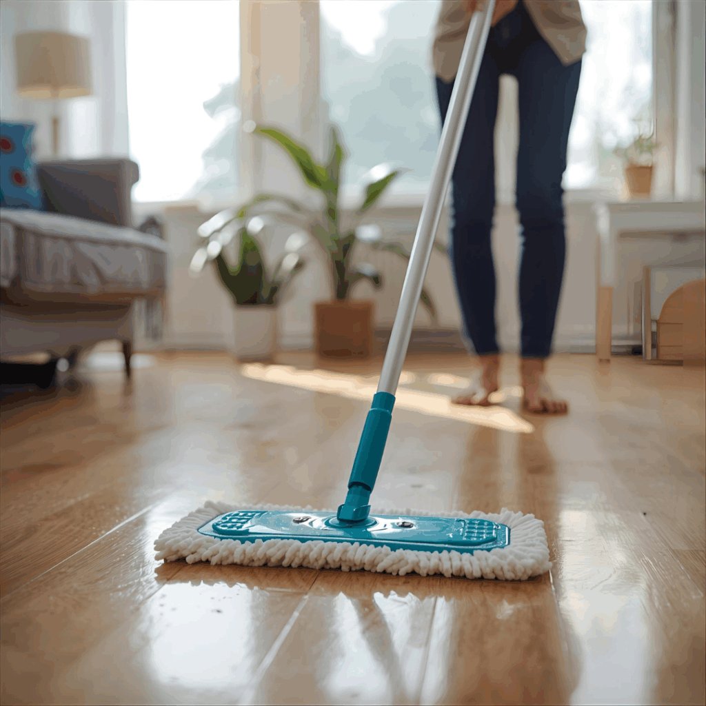 引っ越し前の掃除が終了してキレイになった床の画像