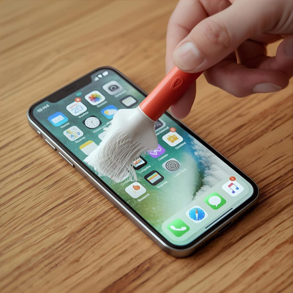 iPhoneスピーカー清掃画像