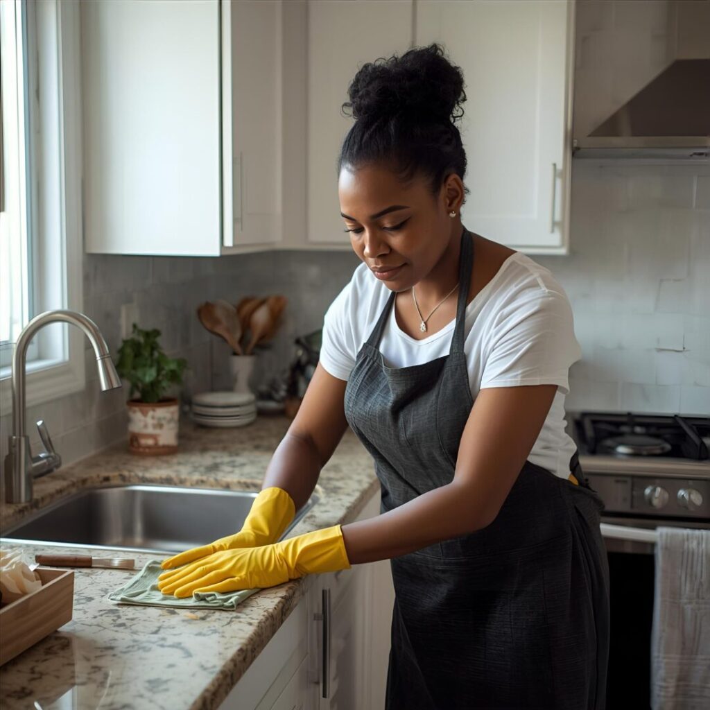 キッチン清掃中の画像