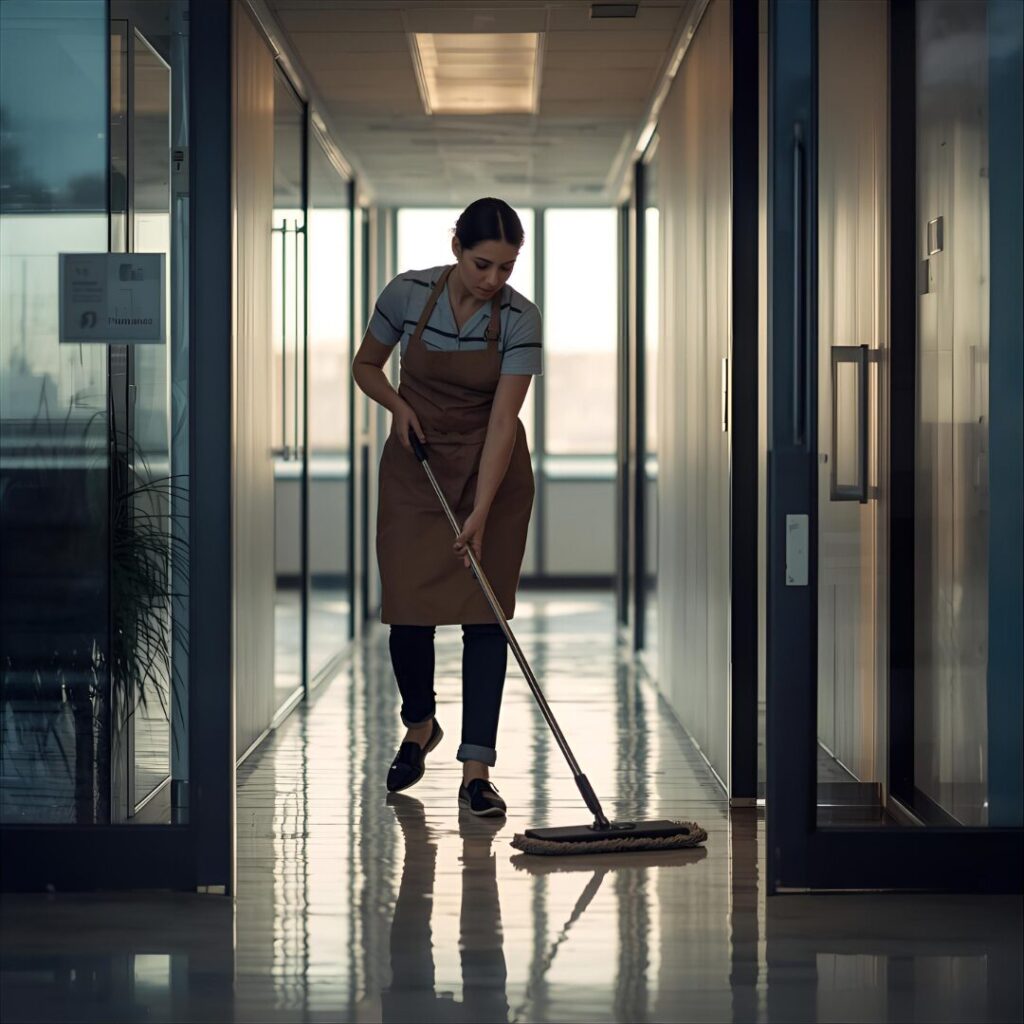 オフィスビル清掃中の画像