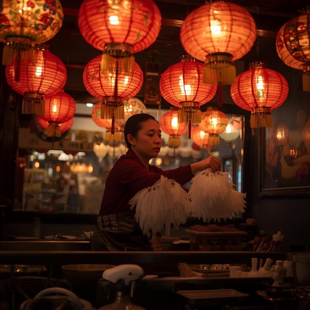 照明器具掃除中の画像