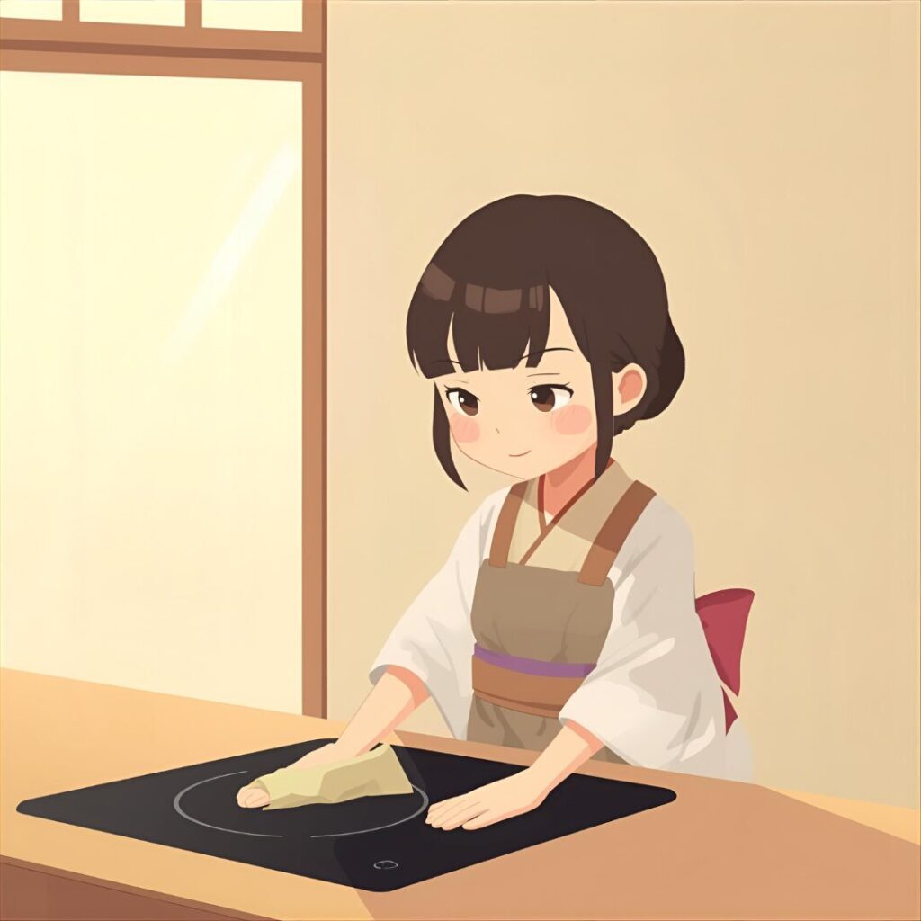 IHコンロ掃除中の画像