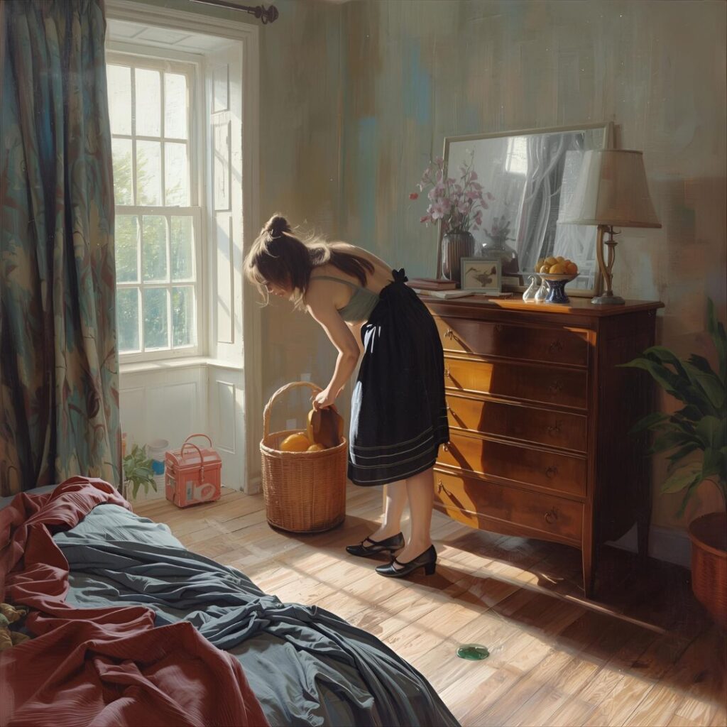 ズボラ掃除中の女性の画像
