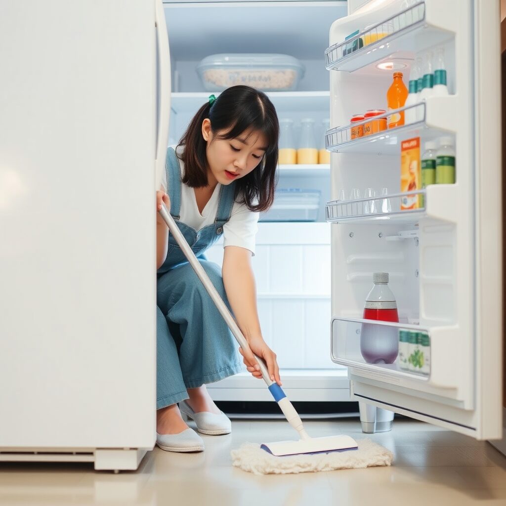 冷蔵庫下の掃除する画像