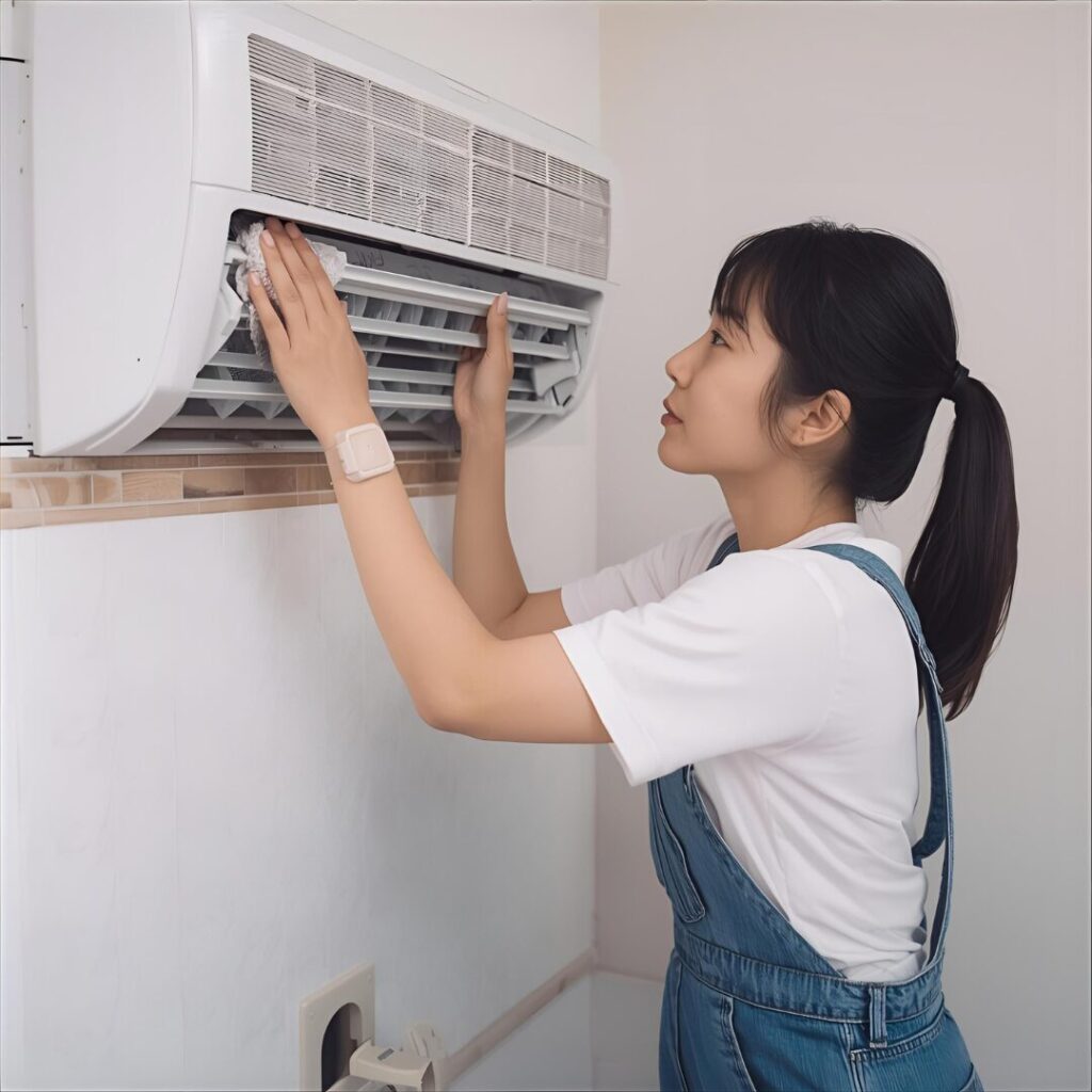 エアコン清掃中の画像