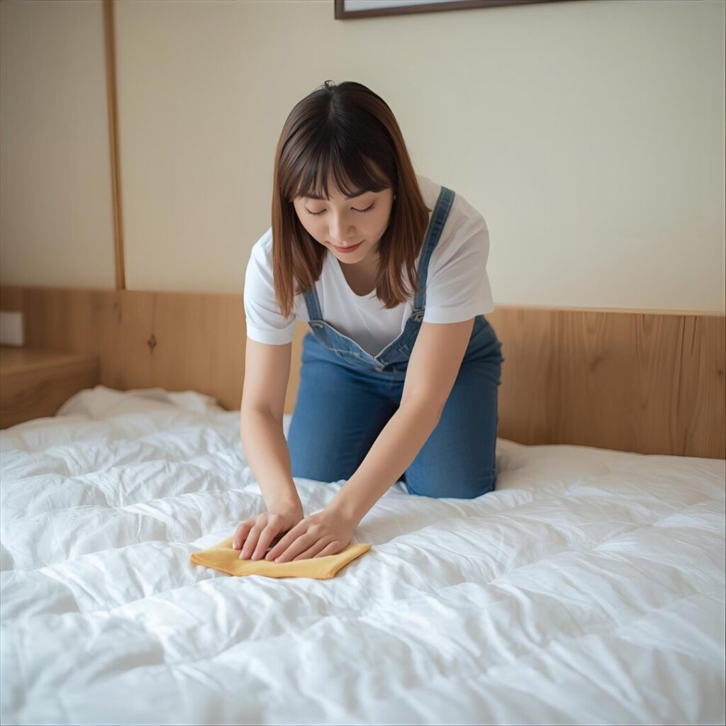 マットレス掃除中の画像