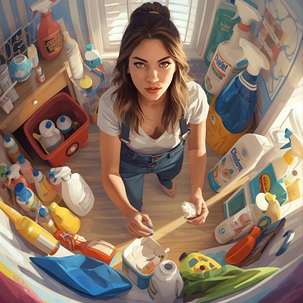 家庭の掃除の正しい順番に悩む女性画像