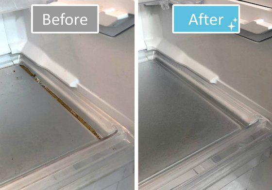 冷蔵庫内の掃除前後の比較画像