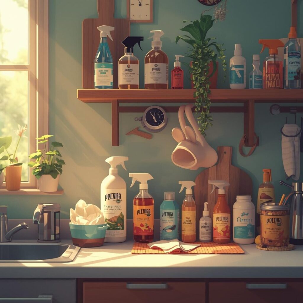 お勧め掃除グッズを並べてる画像