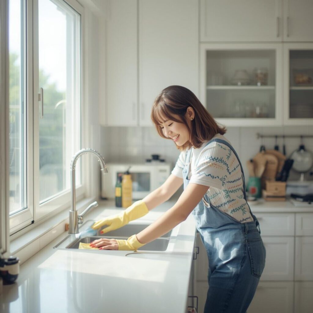 油汚れ掃除の画像