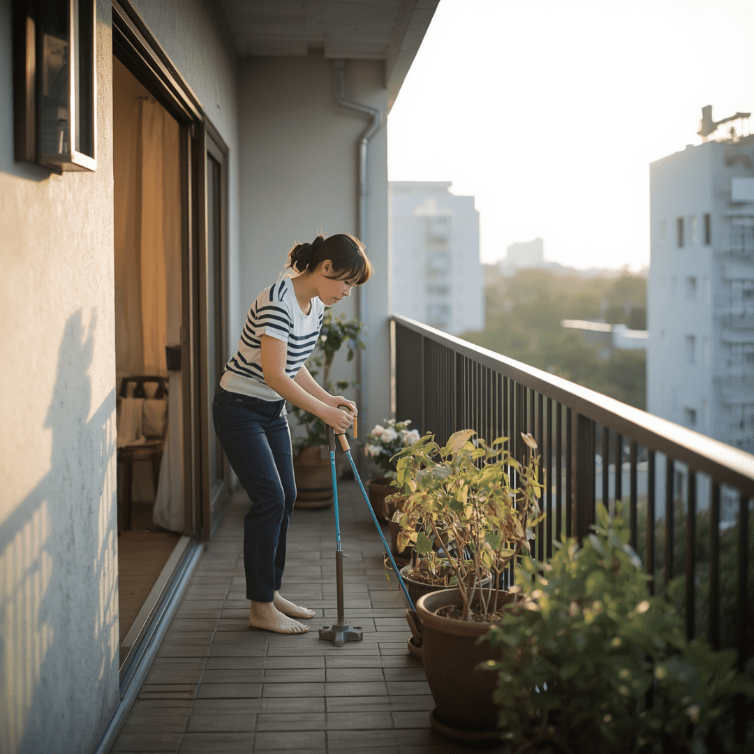ベランダ花粉掃除の画像