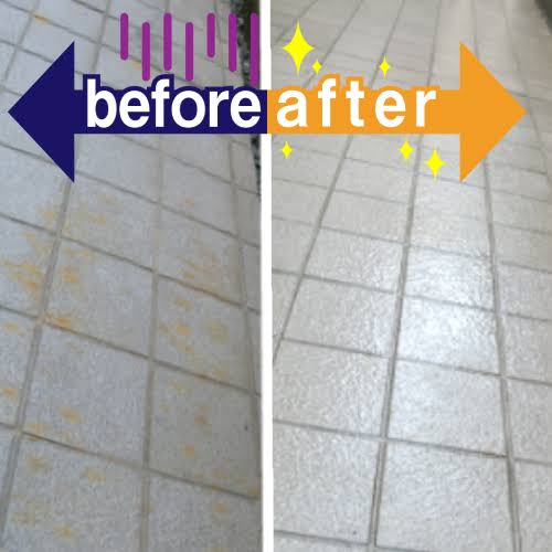 アパートの定期清掃・床面高圧洗浄後の比較画像