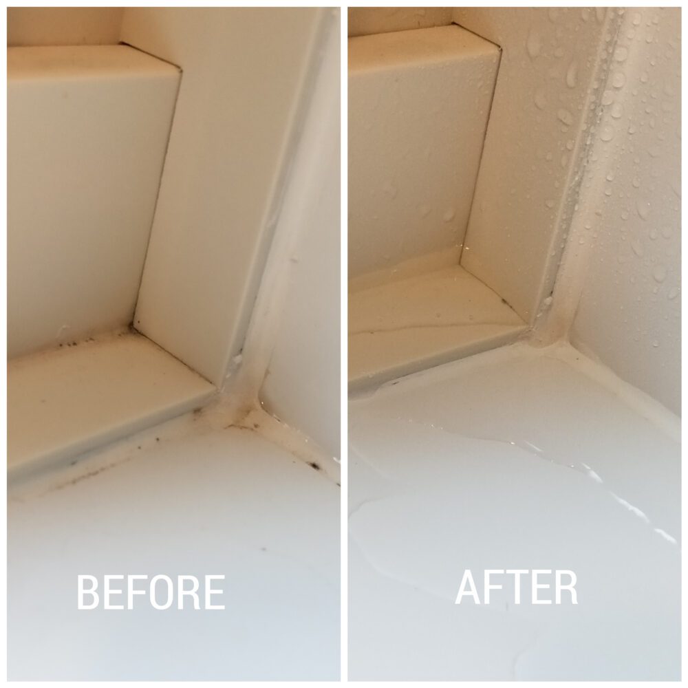 カビ取り剤を塗布前後の比較画像